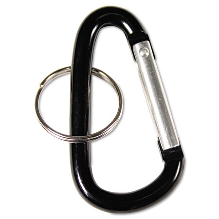 Advantus Carabiner Key Chains, Split Key Rings, Aluminum, Black, PK10 75555